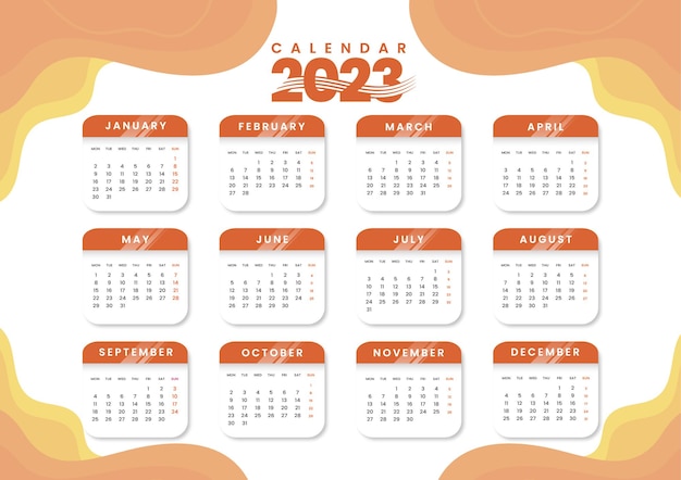 Design moderno de calendário de ano novo de 2023