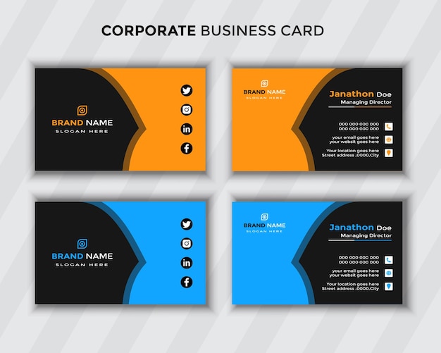 Vetor design moderno de cartão de visita corporativo