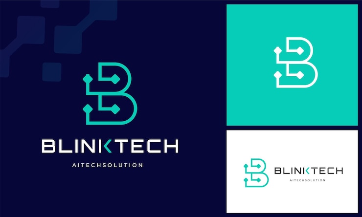 Vetor design moderno de logotipo de conexão de internet com ligação de fio de tecnologia digital com letra inicial simples b