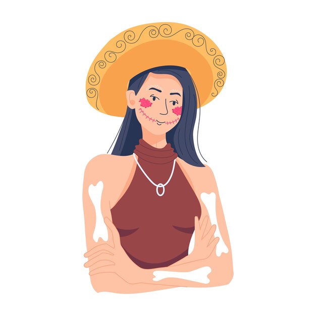 Design moderno de personagens planos da garota mariachi