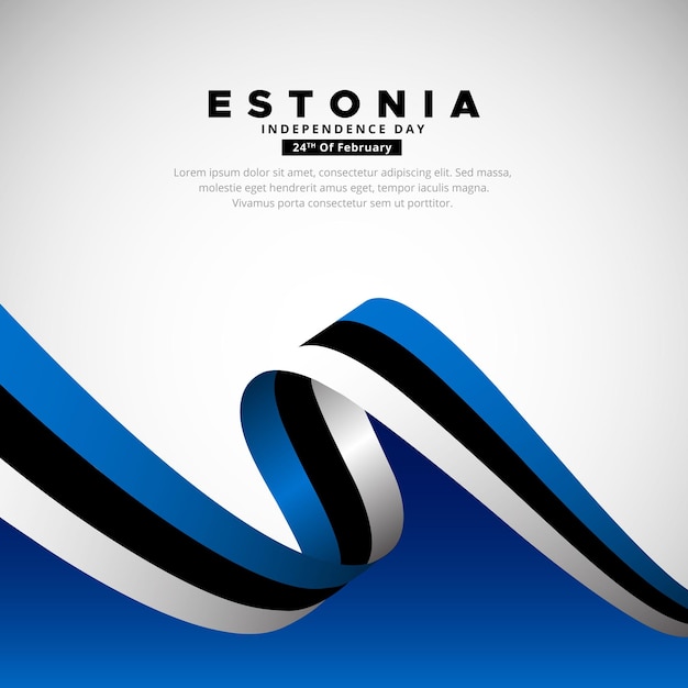 Design moderno do dia da independência da estônia com bandeira ondulada vetor design do dia da unidade da estônia