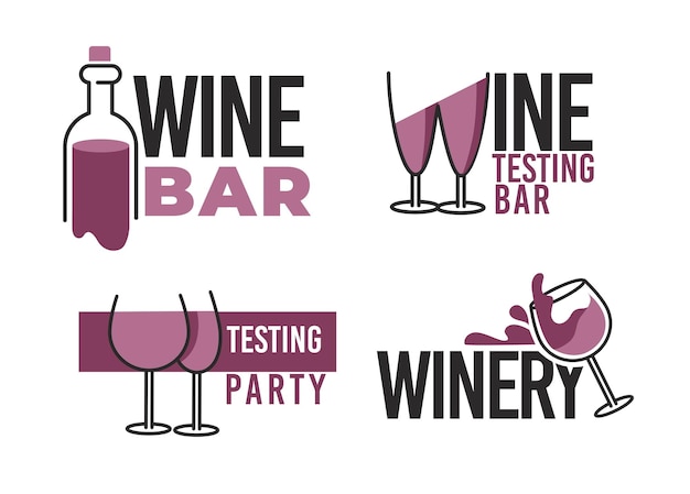 Design moderno do logotipo do bar de vinhos