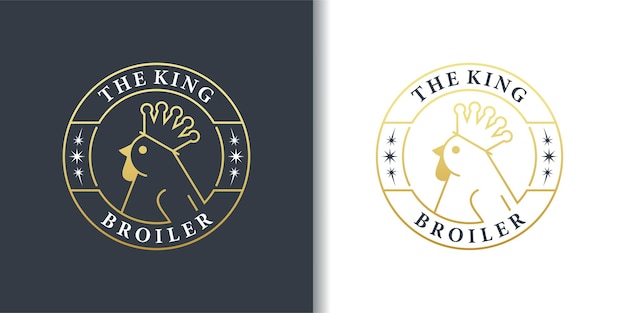 Design moderno do logotipo do ícone do frango rei