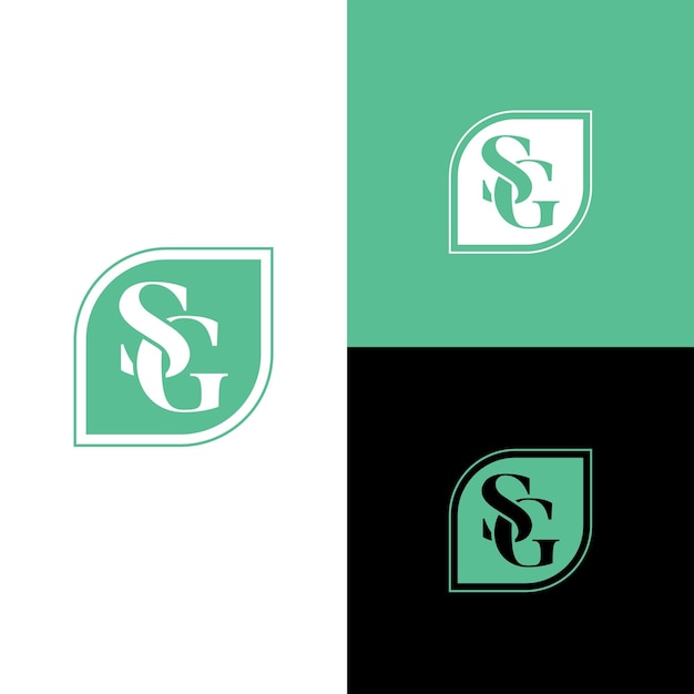 Design moderno do monograma da letra do logotipo das iniciais sg
