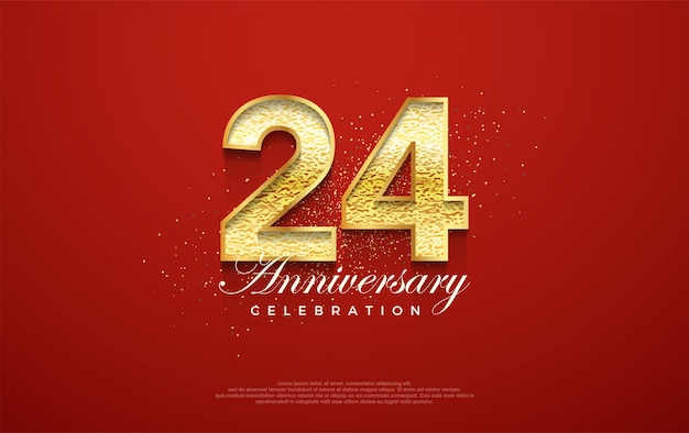 Design moderno e elegante de celebração do 24º aniversário com números de prata modernos Fundo vetorial premium para saudação e celebração