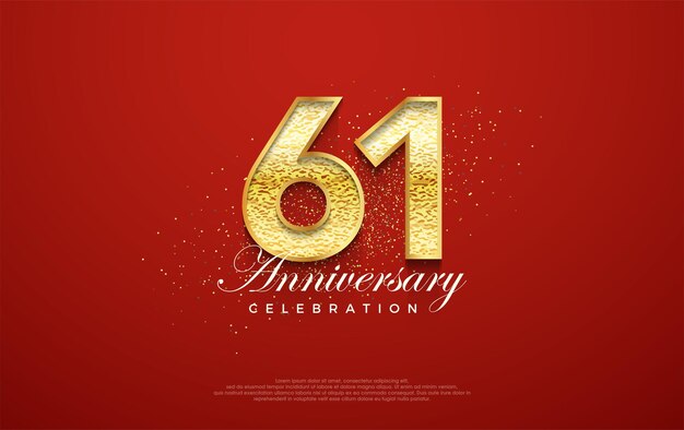 Design moderno e elegante de celebração do 61º aniversário com números de prata modernos Fundo vetorial premium para saudação e celebração