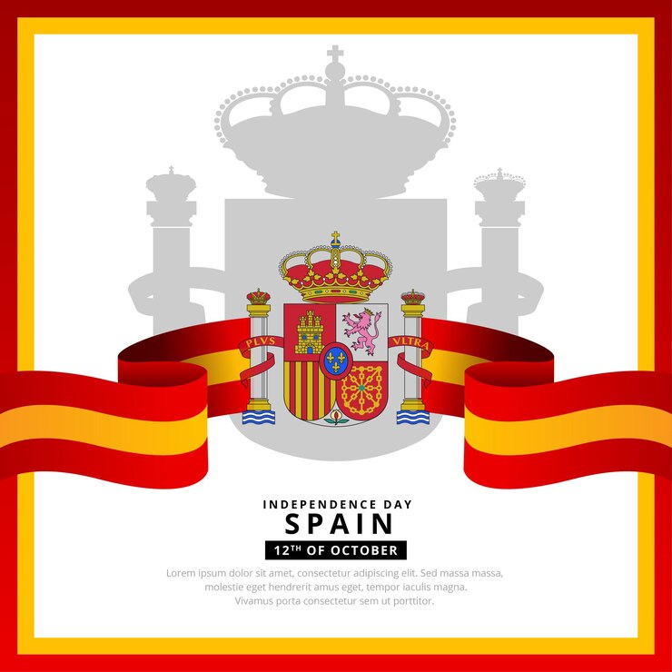 Vetor design moderno e incrível do dia da independência da espanha com vetor de bandeira ondulada