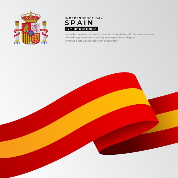 Design moderno e incrível do Dia da Independência da Espanha com vetor de bandeira ondulada
