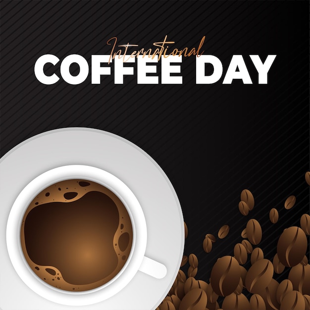Design moderno e premium de saudação do dia internacional do café
