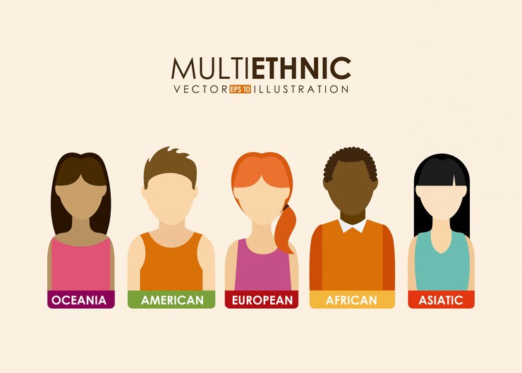Vetor design multiétnico sobre ilustração vetorial de fundo bege