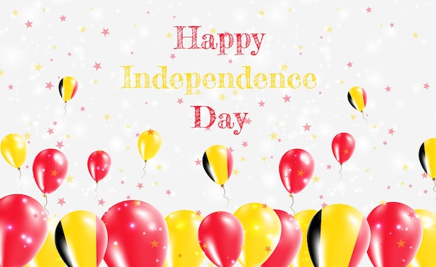 Design patriótico do dia da independência da bélgica. balões nas cores nacionais belgas. cartão de vetor feliz dia da independência.