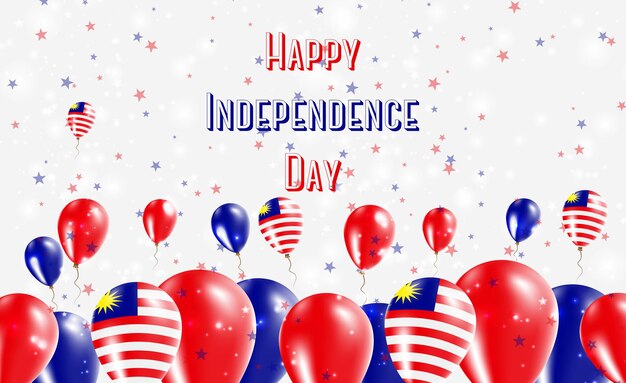 Design patriótico do dia da independência da malásia. balões nas cores nacionais da malásia. cartão de vetor feliz dia da independência.