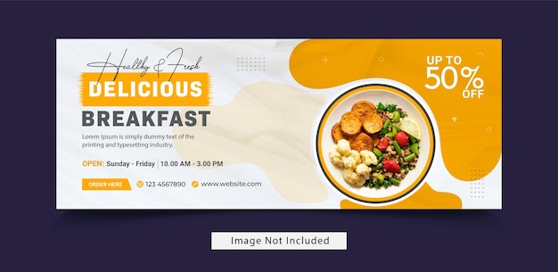 Design plano da capa do facebook do menu de comida e banner da web