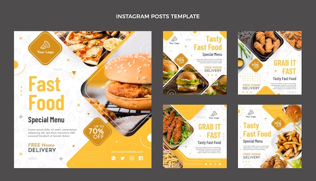 Design plano da postagem do instagram de comida