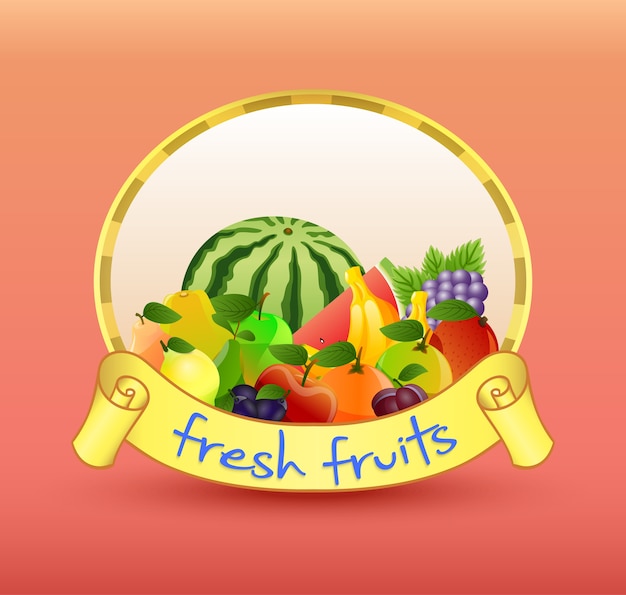 Vetor design plano de banner de frutas frescas