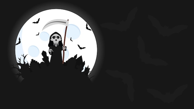 Design plano de fundo de halloween. personagem de morte óssea.