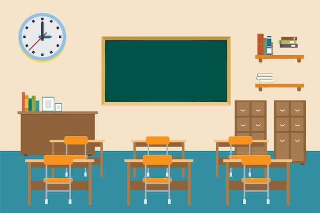 design plano de ilustração de sala de aula