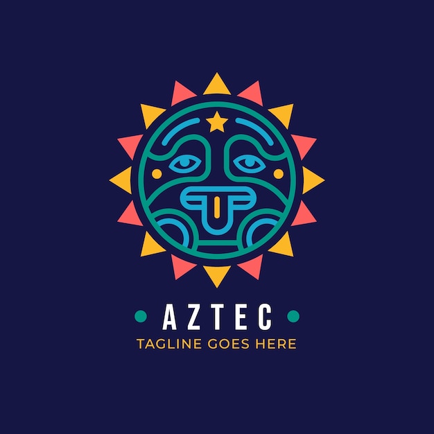 Vetor design plano de logotipo asteca