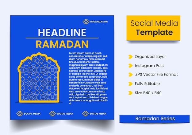 Vetor design plano de postagem de mídia social do ramadã
