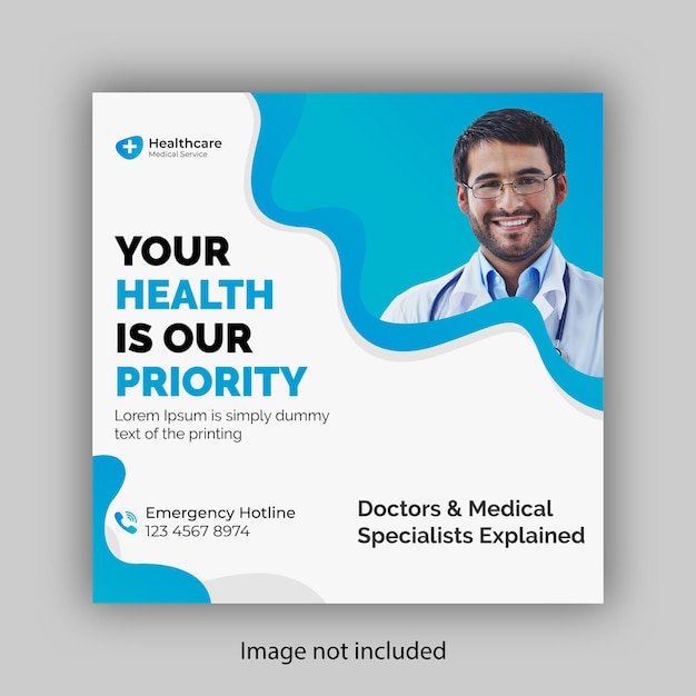 Vetor design plano de postagem médica no instagram vetor grátis