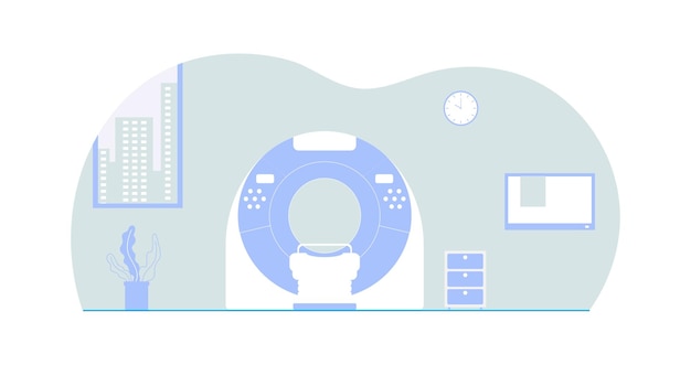 Vetor design plano de sala de scanner de ct vazia
