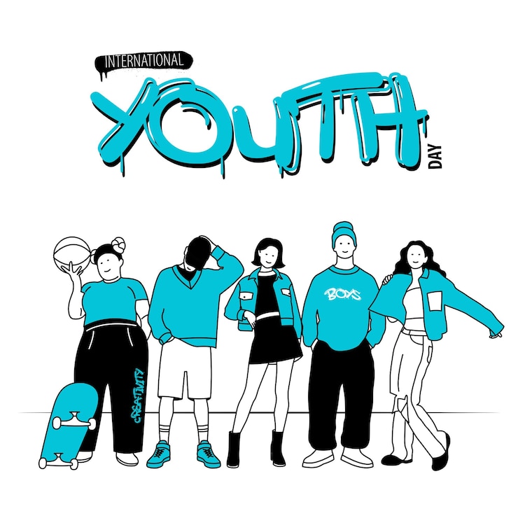 Vetor design plano de vetor de cartaz quadrado do dia internacional da juventude