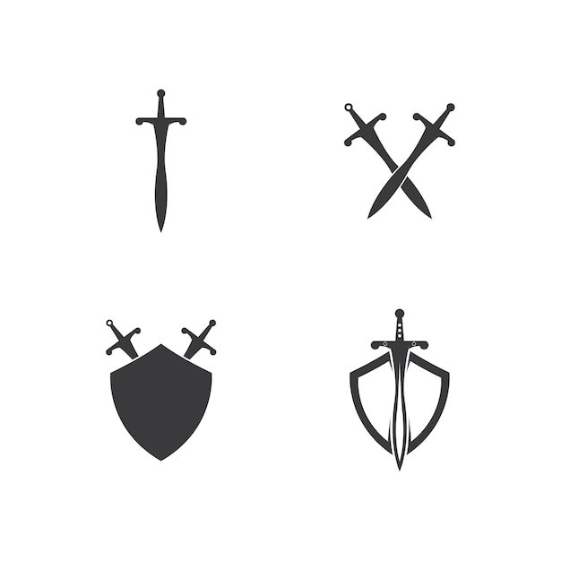 Design plano de vetor de logotipo de espada