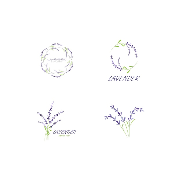 Design plano de vetor de logotipo de flor de lavanda fresca