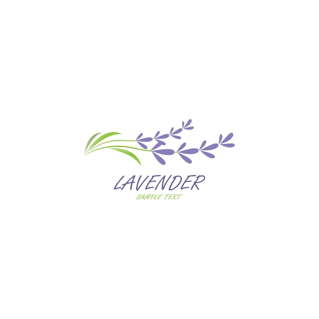 Design plano de vetor de logotipo de flor de lavanda fresca