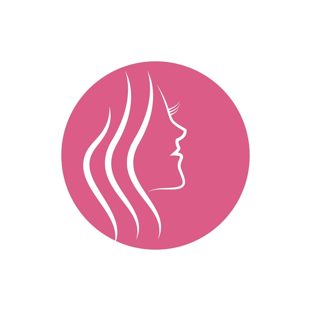 Design plano de vetor de logotipo de rosto de mulher de beleza