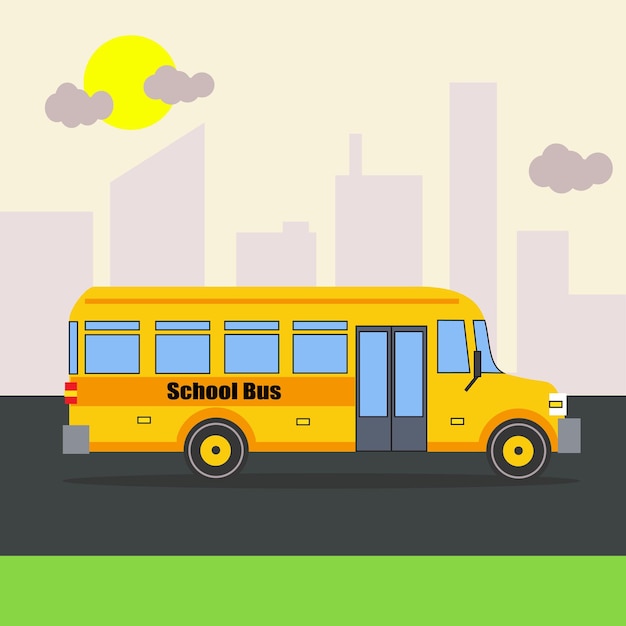 Design plano de vetor de ônibus escolar