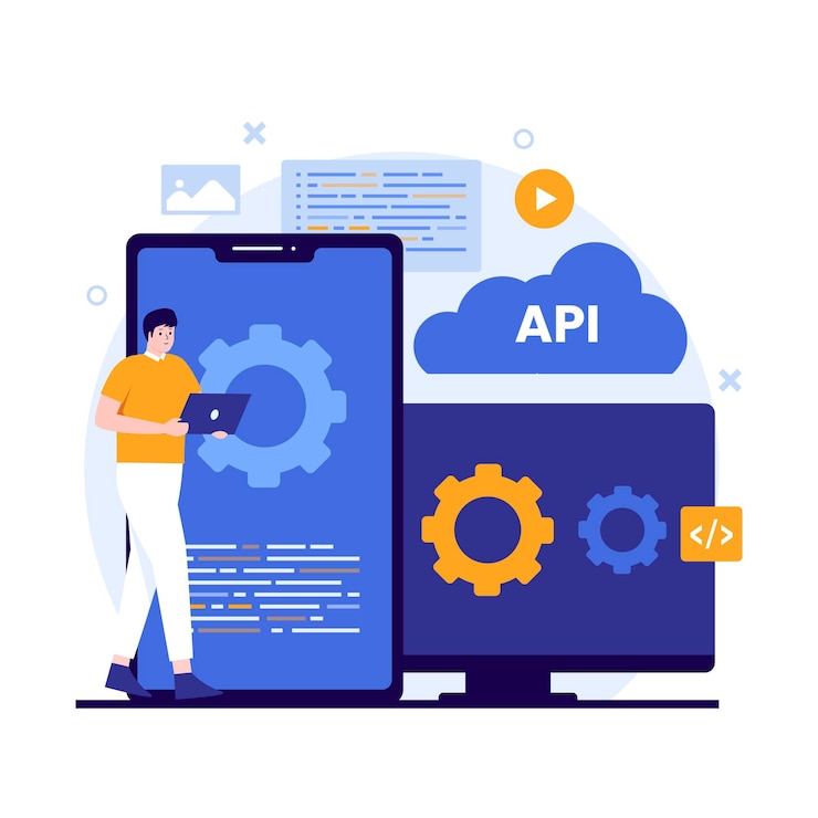 Vetor design plano do conceito de interface de programação de aplicativos