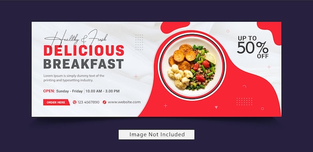 Design plano do menu de comida, capa do Facebook e banner da web