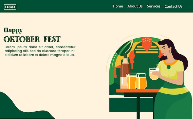 Design plano do oktober fest para modelo de site de página de destino