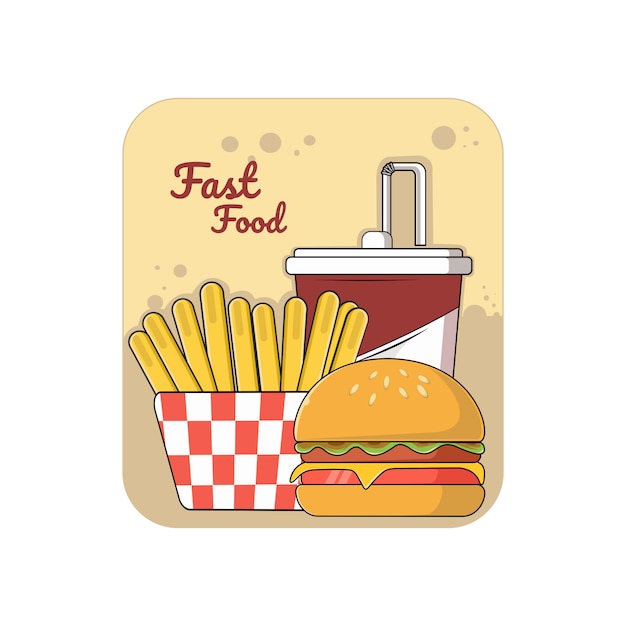 Design plano fast-food no design de arte linha plana