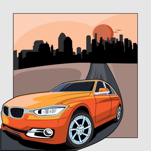 Design plano, ilustração de carro