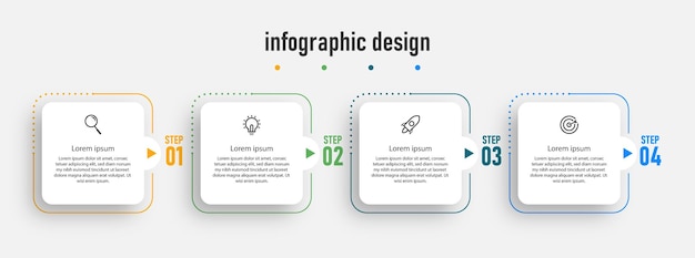 Design plano infográfico de negócios design de modelo de número de passos profissionais vetor premium