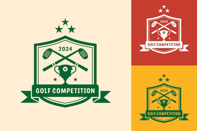 Vetor design plano moderno modelo único de logotipo do campeonato de bola de golfe e conceito minimalista de logotipo de golfe