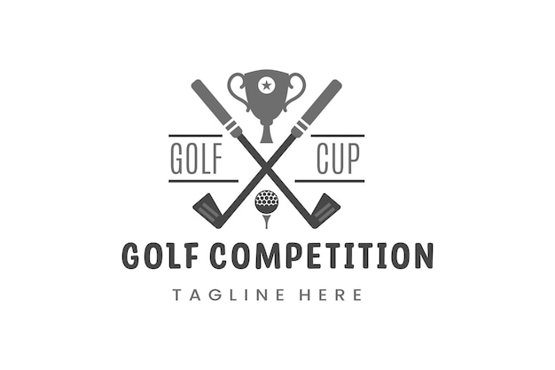 Design plano moderno modelo único de logotipo do campeonato de bola de golfe e conceito minimalista de logotipo de golfe