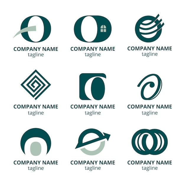 Vetor design plano o coleção de modelos de logotipo