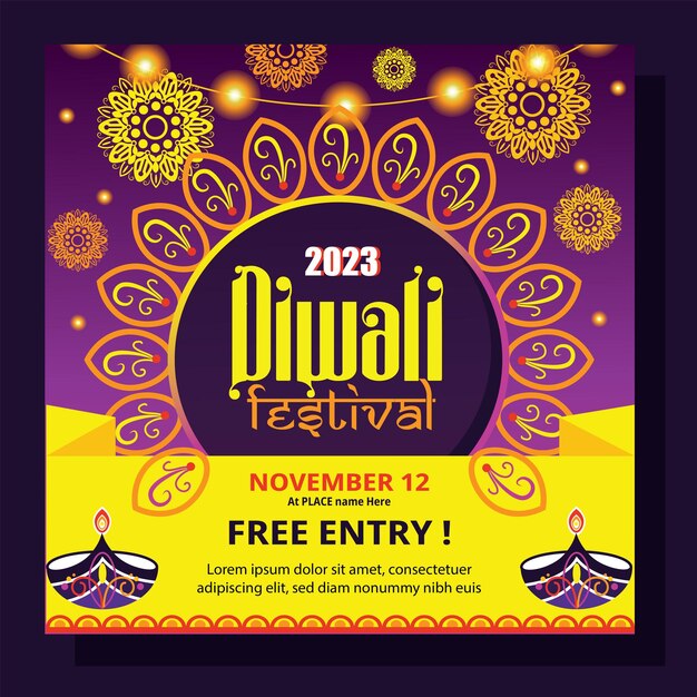 Design plano para diwali festival media social