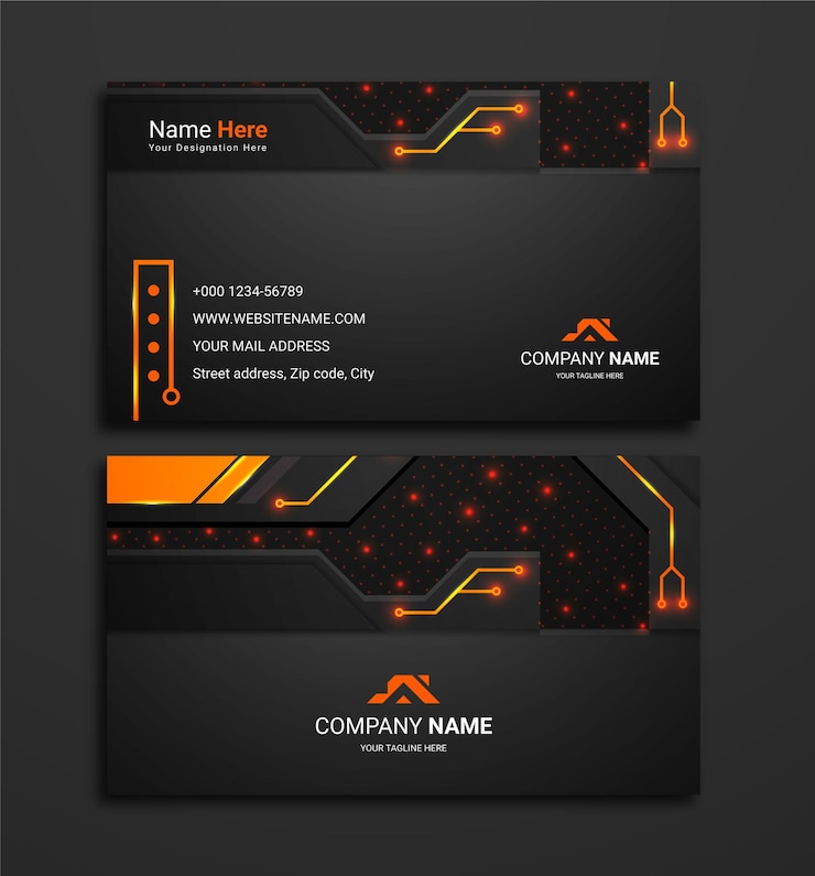Design preto de cartão de visita de tecnologia profissional