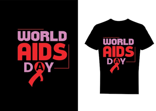 Vetor design realista de camiseta vetorial do dia mundial da aids