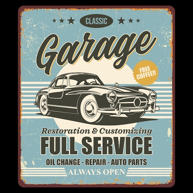 Design retro clássico do Garage
