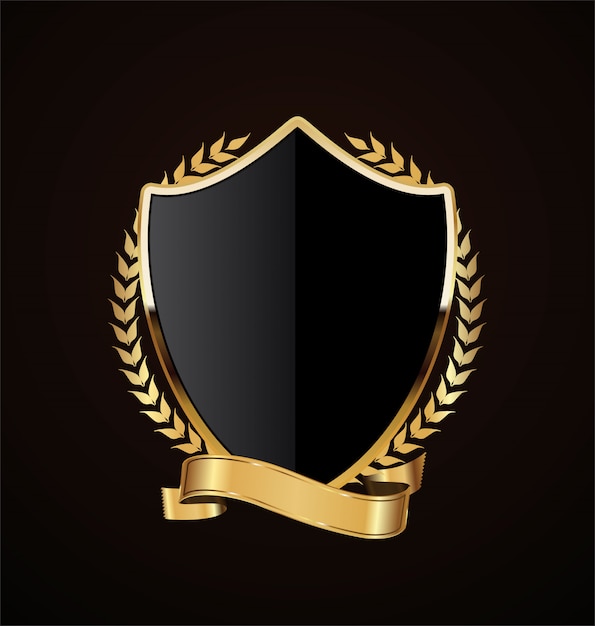 design retrô de escudo dourado