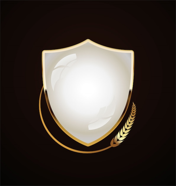 Design retrô de escudo dourado