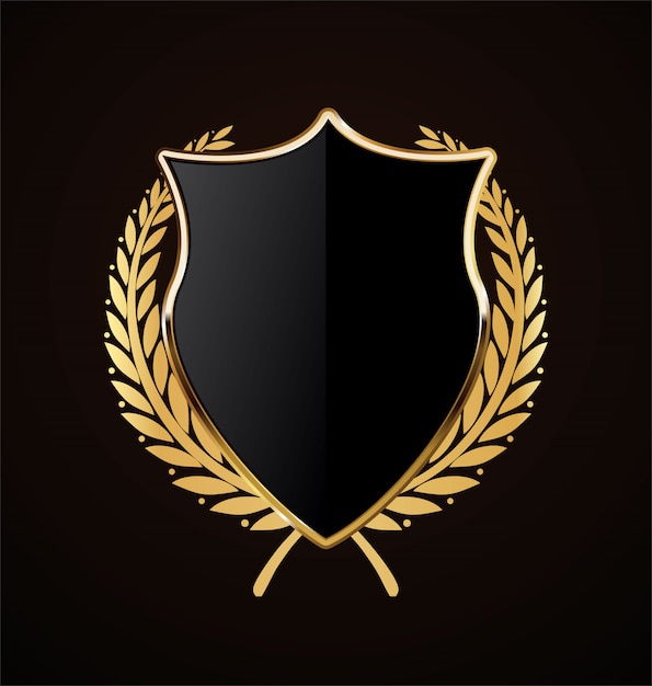 design retrô de escudo dourado