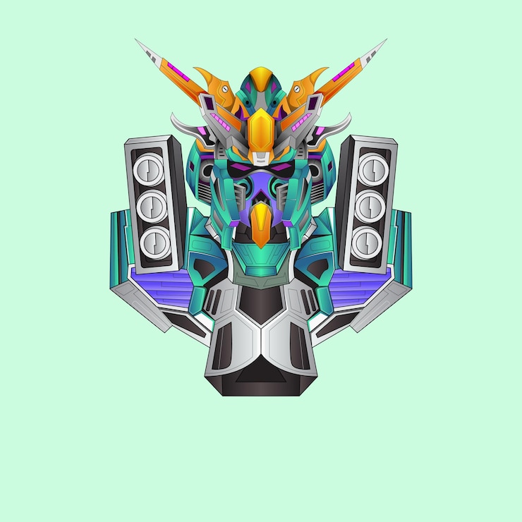 Vetor design robótico básico de gundam com estilo de conceito de ilustração moderno para emblema de movimento