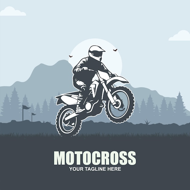 Vetor design simples de logotipo de motocross