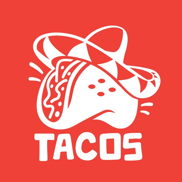 Design simples de logotipo taco com chapéu sombrero